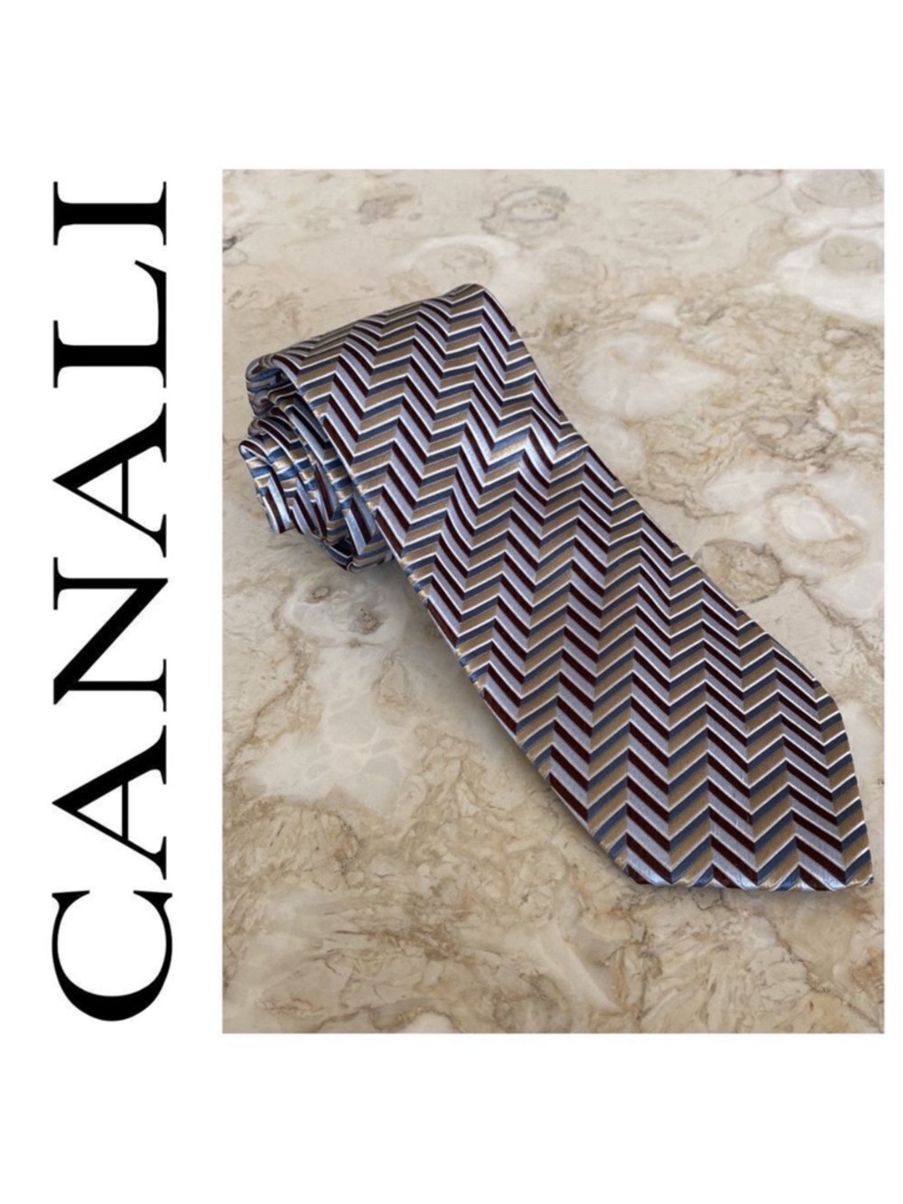 Canali 100% Silk Geometric Pattern Tie Made in Italy